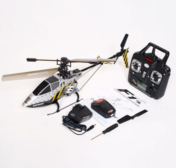 Syma F1 3.5 Channel 2.4GHz Single Blade Remote Control RC Helicopter with Gyro Silver